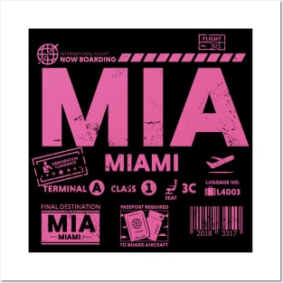 Vintage Miami MIA Airport Code Travel Day Retro Travel Tag Posters and Art